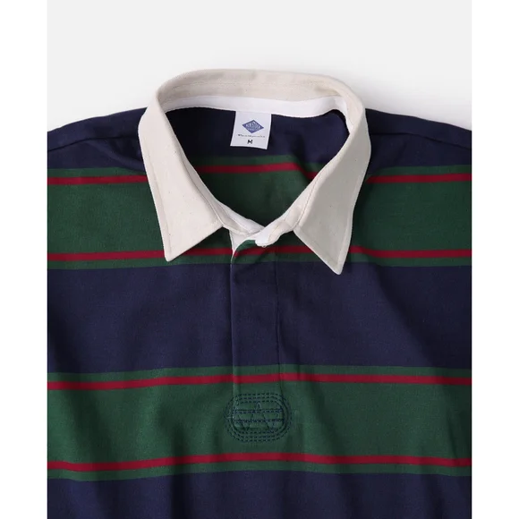 Bronson Long Sleeve Polo Jersey Rugby Shirt, XL Vtg Style Green Navy Red - Picture 6 of 9